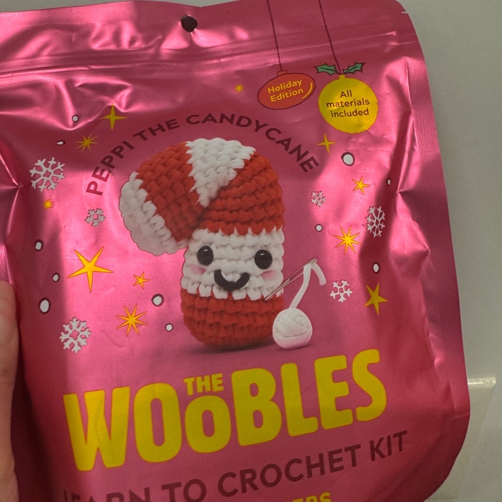 The Woobles Crochet Kit - set of 3 Christmas kits! Peppi the Candy Cane reindeer